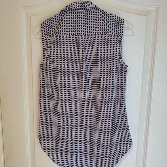 Talbots purple and black diamond plaid tank blouse - Picture 3 of 5